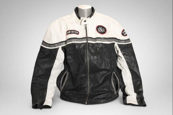 Snapshot – kožená motorkářská bunda Café Racer, černo-bílá